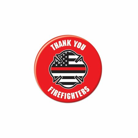 GOLDENGIFTS 2 in. Patriotic Thank You Firefighters Button, Multi Color GO3336485